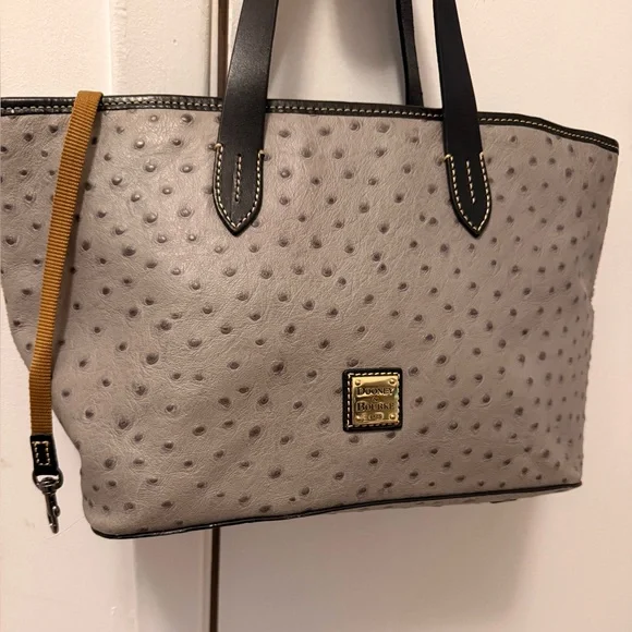 Dooney & Bourke Gray Ostrich Embossed Leather Tote NWOT w/COA - Picture 3 of 12